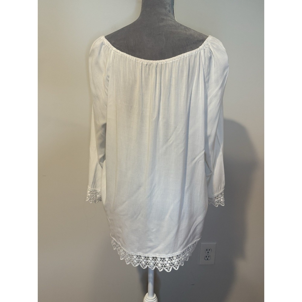 Spense Boho Festival Off-the-Shoulder White Blouse Top Crochet Trim Sz LG - Picture 4 of 7